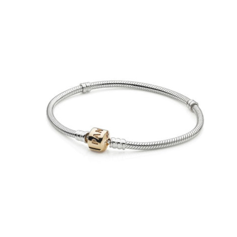 Pandora Sterling Silver Bracelet w/ 14K Gold Clasp